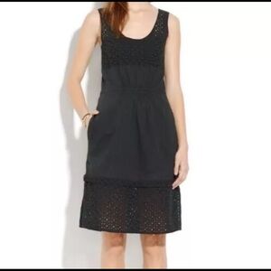 Madewell Lovesong Black Eyelet Cotton Sleeveless Dress Summer Fitted